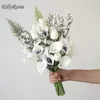 Wedding Flowers Korean Bridal Bouquet White Purple Cala Lily Tulip Artificial Country For Bride Bruidsboeket