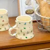 Mugs 370ml French Retro Water Cup For Girls High Beauty Flowers Couple Broken Flower Ceramic Mug Household Milk Coffee