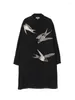 Chemises décontractées pour hommes Swallow Imprimé et dos de dos Yamamoto Unisexe Dark Japan Style Blouses Black For Women Oversize Shirt