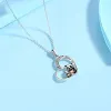 Kettingen eudora nieuwe 925 sterling zilver grappige panda hanger hart ketting sterling zilveren sieraden voor vrouwen prachtige feestcadeau d614