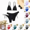 Women 3PC Bandau Bandage Bikini Seting Push Up Brasilian Swimwear Beachwear Bikiniwear Keyhole Top 240412