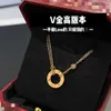 High Quality Luxury Necklace version V Gold Love series necklace thick plated 18K diamond studded circular cake lLOVE pendant collarbone chain