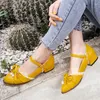 Casual Shoes Low Med Heels 3 cm Women Pumps Square Heel Ankle Strap Woman Party Kitten Kitten liten plus storlek 30 - 48