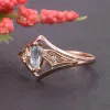 バンドHuitan Rose Gold Women Rings with Blue Cubic Zirconiaエレガントな結婚式のパーティーブライダルアクセサリーファッションジュエリー