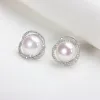 Örhängen 925 Sterling Silver Natural Freshwater Pearl Earrings Women's Short Earrings Premium New Style HBB129