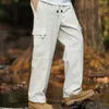 Calça masculina calça de carga masculina bolso de bolso solto de calça lisada brota arredores de montanhas arremessos de montanhas esportes de games de esportes de água casual y240422