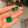 Necklaces Vintage Paraiba Tourmaline Emerald Lab Gemstone Jewelry Sets for Women Wedding Party Earrings Pendant Necklace Anniversary Gift