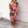 Party Dresses Women's One Shoulder Dress Sexy Slit Hem Floral Printed Fitting Fashion Trend Southeast Asian Resort Style Casual