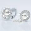 Miyocar Custom elke glitternaam Po Silver Bling Pacifier en Clip A Free Dummy Design P81BG 240412