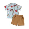 Kledingsets Toddler Boy Outfit Button Down Shirt Sleeve Shirt en Shorts Summer Fashion Set