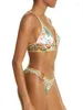 Женские купальники 2024 Retro Printed v Neck Bikini и Cover-Up Fashion Отпуск с двумя купальными купальниками роскошный купальный костюм пляжная одежда