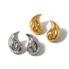 Stud Earrings Youthway Shiny Stainless Steel Fashion Hammer Water Drop For Women Texture Jewelry Golden Color Accessories