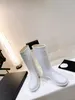 Designer Luxury Rain Boots Knight Winter Boots for Women's Thick-Sole Knee Long Boots Brand Rubber Platform Boots Knee Long Ankle Women's Black High Barrel Boots