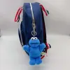 Väskor Kawaii Sesame Street Plush Keychain Soft Keychain fylld djur ryggsäck Keyring Elmo Cookie Monster Big Bird Ernie Kids Gift