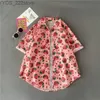 Men's Shirts Japanese Kaii Fruit Strberry Graffiti Button Shirt Cute Girl Youth Shirt Short sleeved Top Beach yq240422