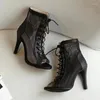 Sandals Hollow Mesh Women Summer 2024 Taille 35-43 Lace-Up Fish Mouth Stiletto High Heels Fashion Party Dance Women's