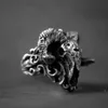 Cluster Rings Unique Punk Gothic Satanic Demon Skull Ring Men Biker Jewelry Gift Animal Finger Trendy Female Male Engagement Party188s