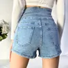 Kvinnors jeans korsar liten midja sexig höftlyft baggy denimshorts