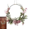 Decorative Flowers Spring Wreath | Pink Purple Orchid Chrysanthemum Dandelin Gypsophila Hoop Colorful Farmhouse Door Hanger For Sum