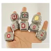 Cluster anneaux 8pcs Ohio State Buckeyes National Championship Championship Ring Set Men Solid Fan Brithday Gift Wholesale Drop Livrot Juif DHM5Q