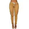 Automne Polyester Fashion Femmes décontractées Couleur solide Skinny Cargo Pantal