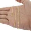 14k gult guld solid 2 mm tunn kvinnors figaro -kedjelänk halsband 18 286n