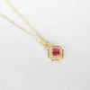 European Vintage Ruby Pendant Collier S925 Collier de pendentif géométrique en or Silver plaqué Collier à collier de luxe de luxe en or