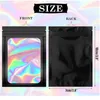 Black Smell Proof Mylar Bags Resealable Odor Proof Bags Earrings Ring Nail Jewelry Phone Case Cosmetic Storage Holographic Packaging