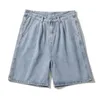 Pantaloncini di jeans larghi uomini estivi sottili colori solidi pantaloni a lungo lunghezza sciolta di jeans maschio shorts streetwear 240420