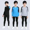 Running Sets Men Kids Football Children Boy Girl Fitness Basketball Exercise Training Sports Bottoming Top Tee Legging Pant 05