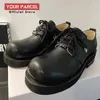 Kleiderschuhe Casual Leder für Männer und Frauen dicke Sohlen Koreanische Version Eisen Buckle Derby Big Toe Trend Cleanfit schwarz erhöht