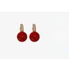 Other The New Fashion Jewelry Full Rhinestone Red Ball Earrings Autumn and Winter Fashion Korean Temperament Earrings for Women 240419