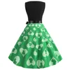 Casual Dresses Women Vintage Cocktail 2024 Party Wedding Guest Dress Bowknot Belt Aline For Clover Print Summer