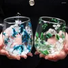 Tasses fleurs séchées doubles mures en verre transparent tasse isolée pour les boissons froides Cappuccino latte expresso