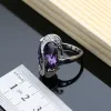 Colliers Natural Purple Amethyst White Topaz Silver 925 Bijoux Set Gem Stone Birthstone Exquis Lady Earge Bring Ring Collier Kit de mode