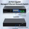 Control Horaco 10 Port Managed Gigabit Ethernet Switch 1000Mbps L2 Management Smart Network Switcher voor Camera Surveillance Router
