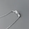 Colliers Modian 925 Sterling Silver Platinum plaqué Luck Leaf Geometric Pendant Collier Fashion Link Chain pour les femmes Saint-Valentin