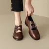 Casual Shoes Retro Round Toe Korean Women British Style Buckle Design Moccasins Low Heel Mary Janes Ladies Pumps