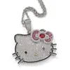 Ins Style Cartoon Cat Necklace Female Copper Set with Zircon Gold Sweet Pendant Fried Dough Twists Chain Jewelry