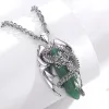 Kettingen eudora draak twining zeshoekige natuurlijke jade prismatische ketting punk genezing jade steen hanger fijne sieraden voor vrouwen man geschenk