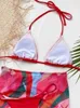 Women's Swimwear Bikini Women Swimsuit 2024 Red Halter Bikinis Set Sexy Backless Summer Three Piece Beach Wear Bathing Suit Female