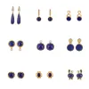 Örhängen FS 10 Styles Lapis Lazuli S925 Sterling Silver Goldplated Earrings Charm Fine Fashion Weddings Trendsetter Party Jewelry Women