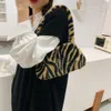 solid Color Korean Style Handbag Outdoor Simple Women Small Purses Plush Underarm Bags Fluffy Tote Bags Cow Print Shoulder Bags g576#