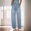 Design drape distressed jeans womens 2024 new high waisted loose wide leg pants slimming straight leg pants