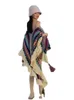 Vrouwen herfst winter bohemian faux kasjmier etnische stijl lange dikke poncho sjaal sjaal vrouw grote slinger losse mantel jas 240419