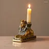 Ljushållare 4st ljus ljus ljusstake kreativ forntida egyptiska sfinx anubis harts staty prydnader hem rum bord dekoration hållare