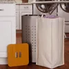 Laundry Bags 7080-1 Square Metal Hamper -Removable Liner Bag And Wood Lid - Stainless Steel