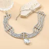 Chains 2024 Super Sparkling Necklace Full Ornament Women's Water Droplet Glass Pendant Bridal