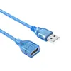 All Copper 0.3/0.5/1/ 1.5/3/5/10 Meters Transparent Blue USB Extension Data Cable USB2.0 Male To Female