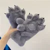 Party Favor Cute Cartoon Bear Paw Gloves Winter Velvet Fluffy Bear Claw Halloween Cosplay Costume Gloves Women Children Mittens LT939